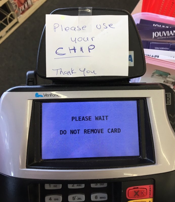 Card reader with chip message