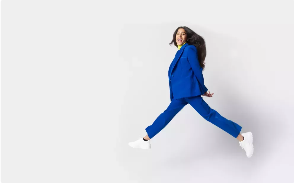 Happy woman jumping Happy woman jumping