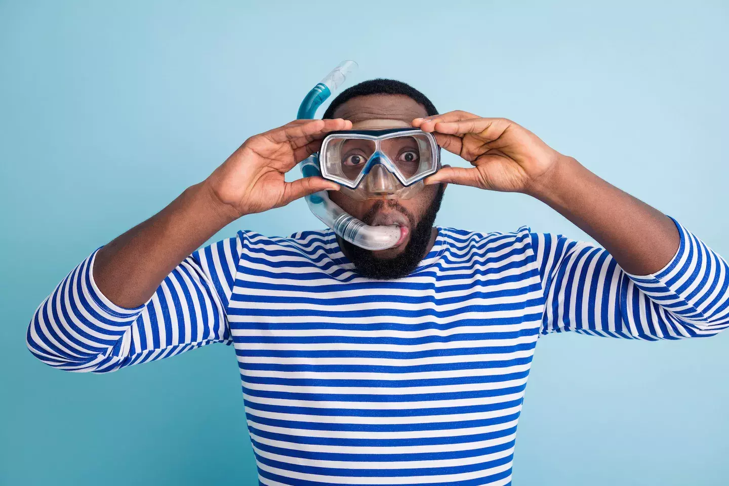 man with snorkel on
