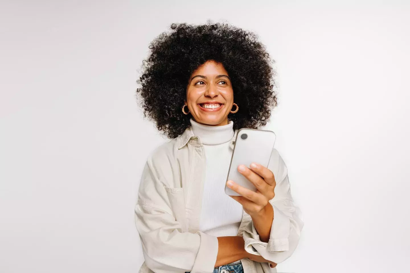 Woman Phone Thinking