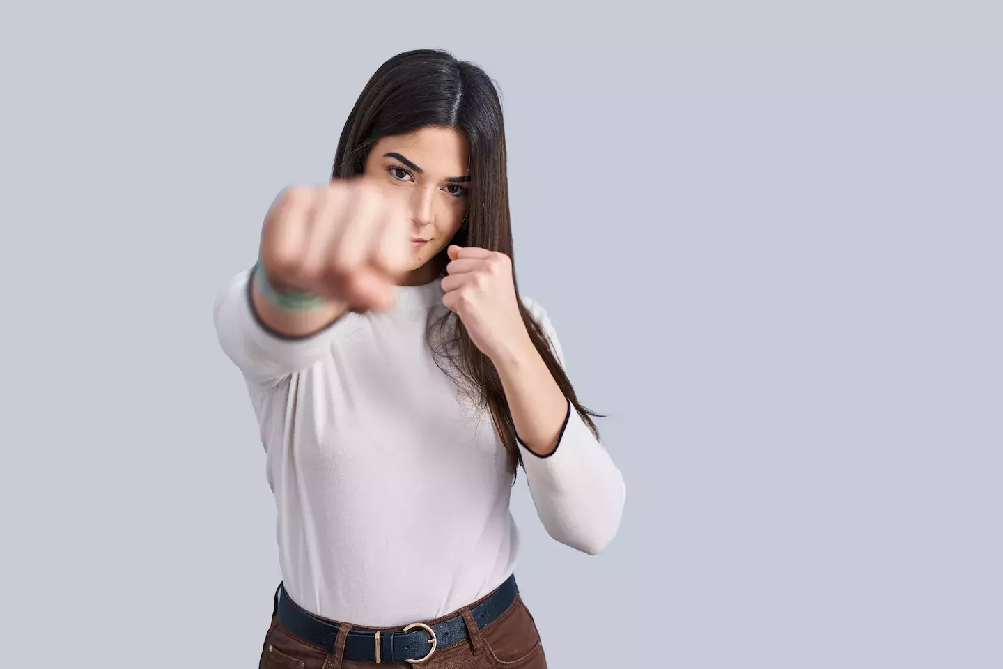 Woman Fight Stance
