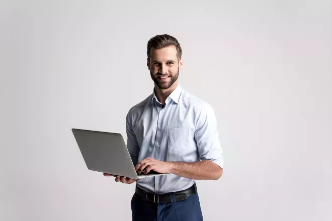 Business man using a laptop