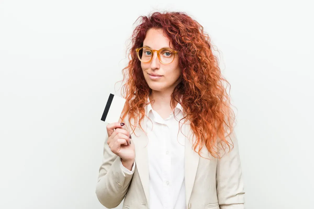 Woman holding credit card