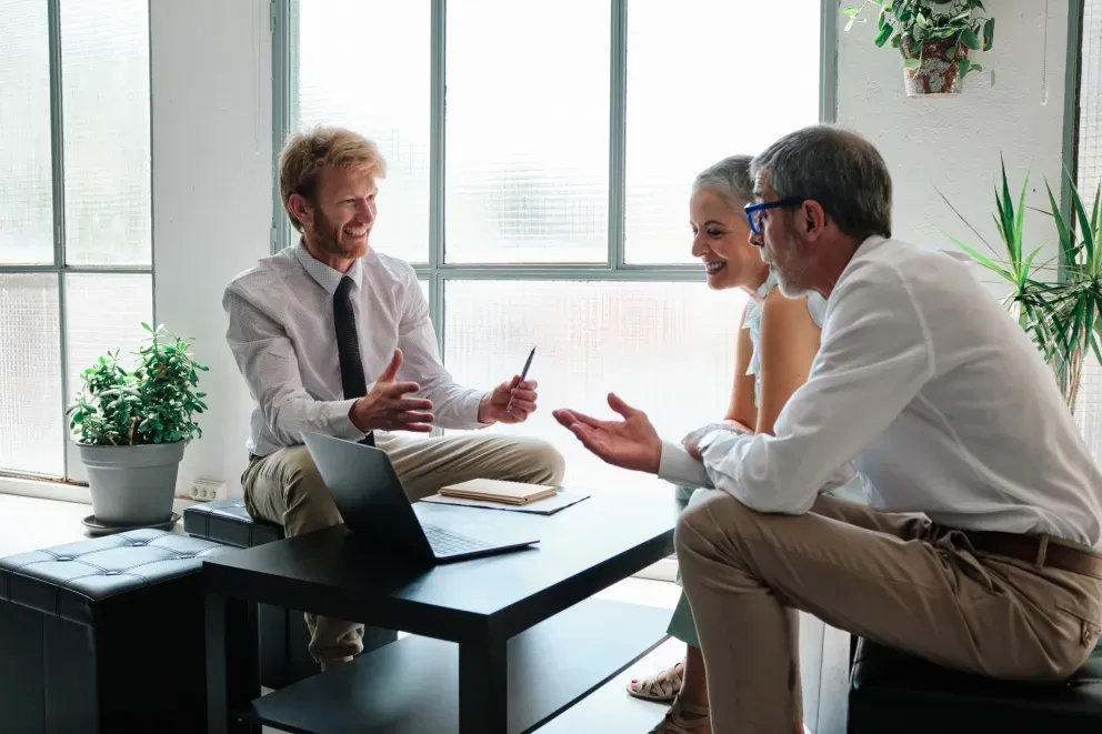 Business meeting with laptop