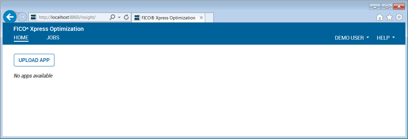 Xpress Insight web client entry page Chap9/xi48entry.png