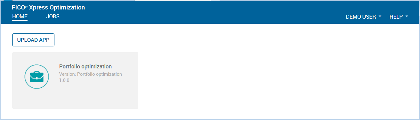 Xpress Insight web client after loading the Portfolio app Chap9/xi48entry2.png
