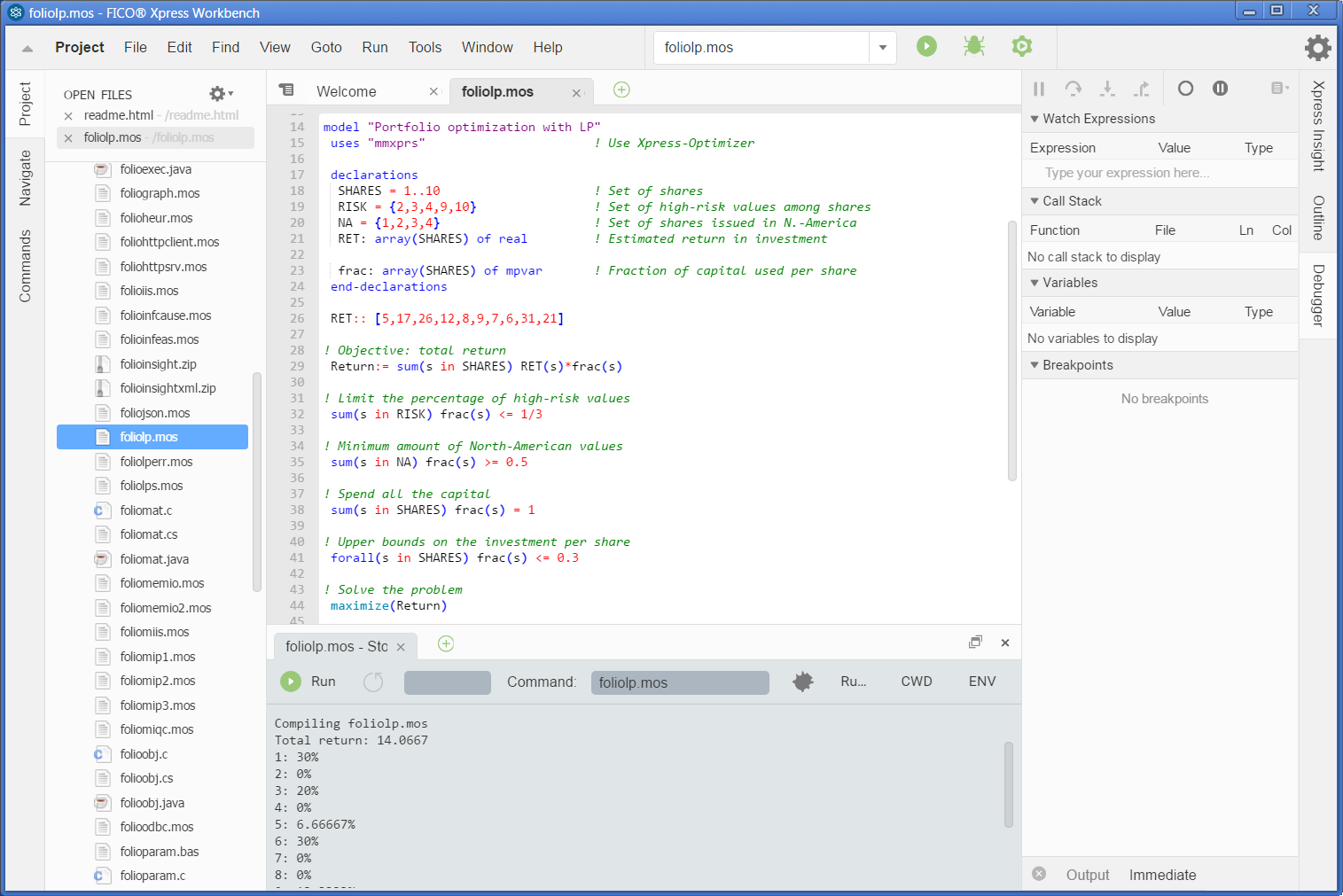 Workbench window after a model run Eval/gswb.png