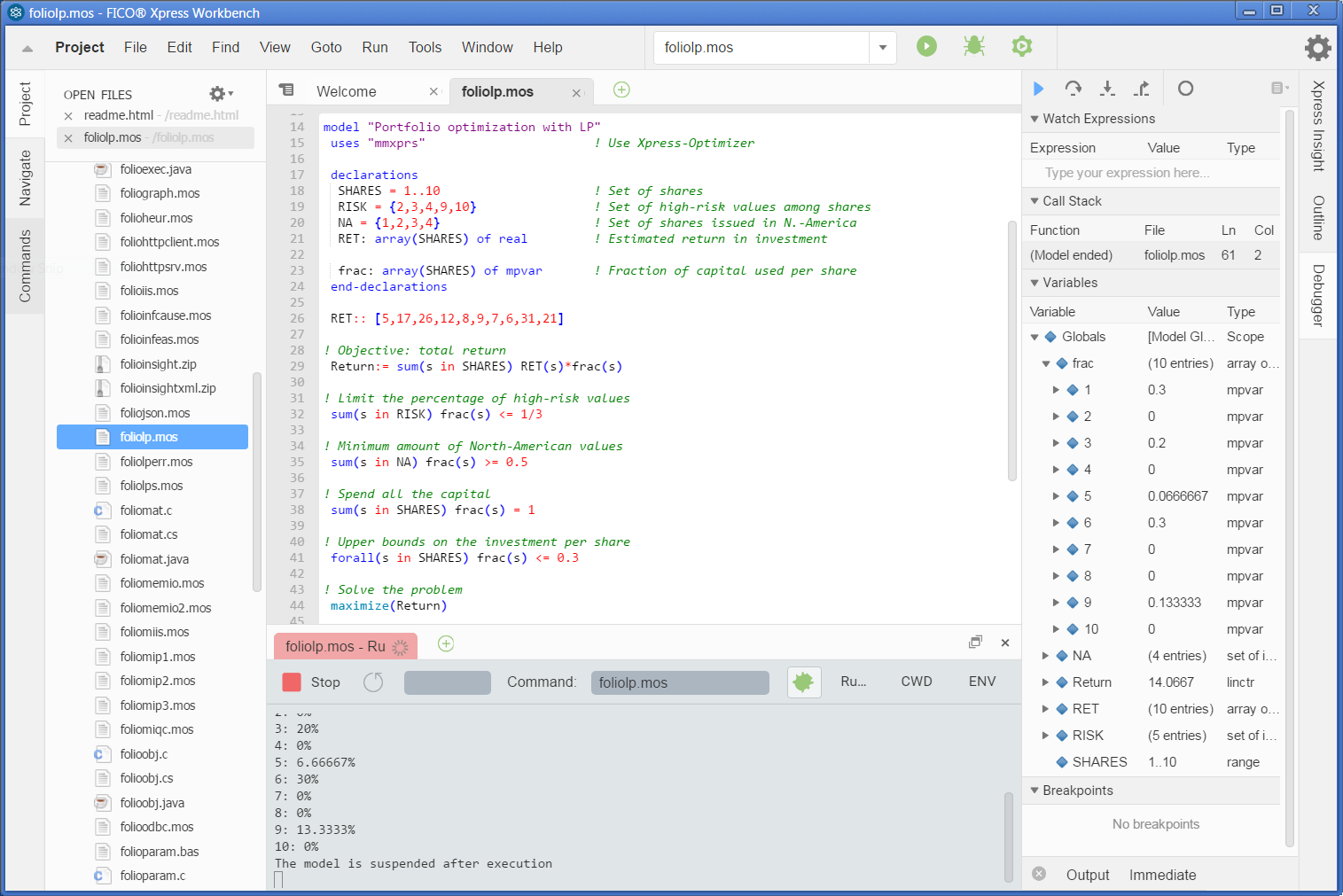Workbench window with debugger display Eval/gswbdbg.png