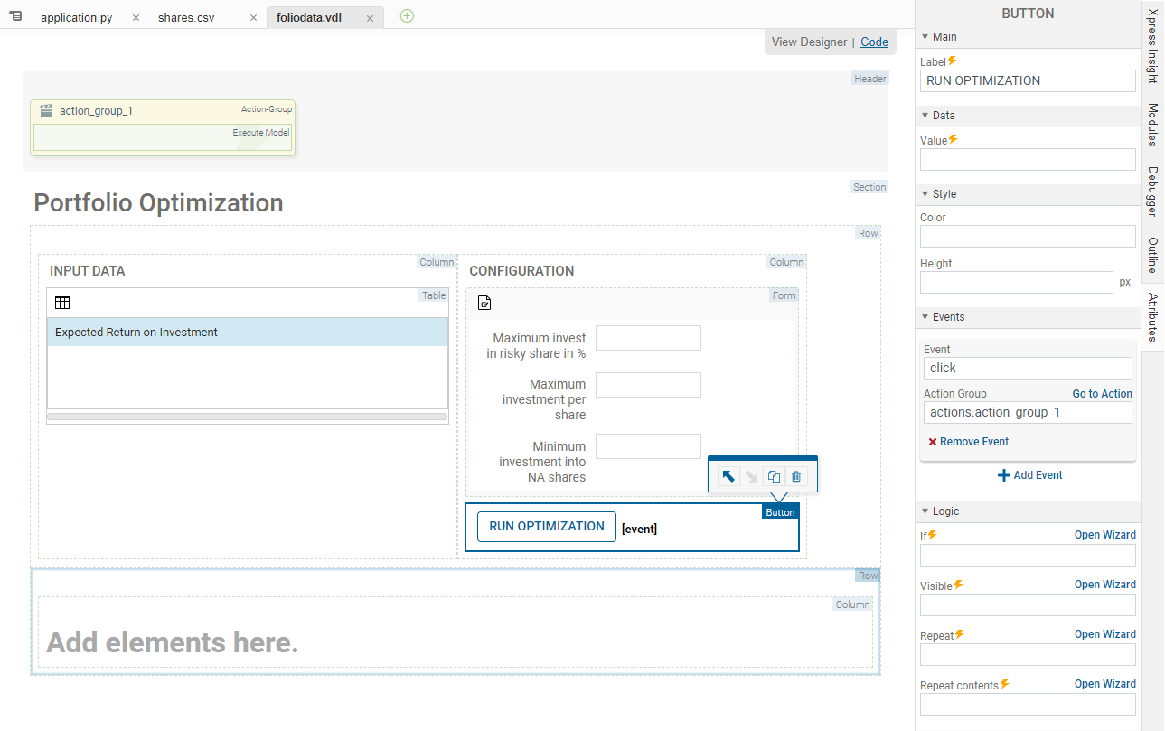 Creating a View for the Python Portfolio Example