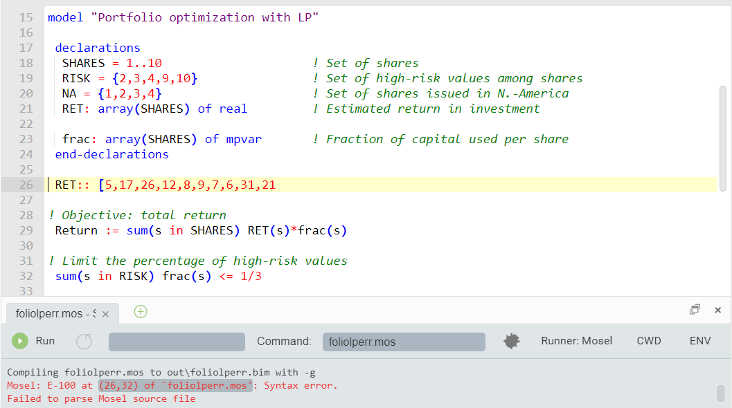 Correcting errors and debugging a model