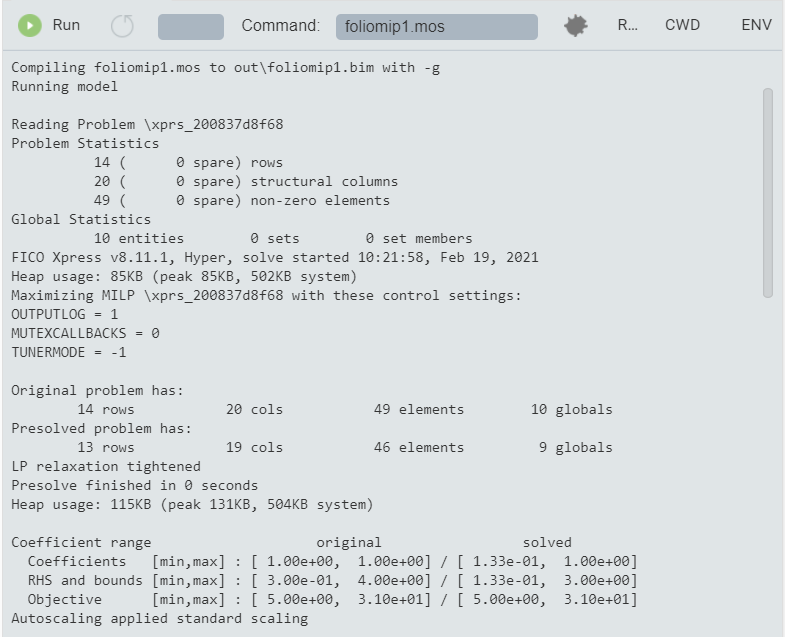 Solver log for MIP problem - part 1: statistics Chap45/wbmiplog1.png