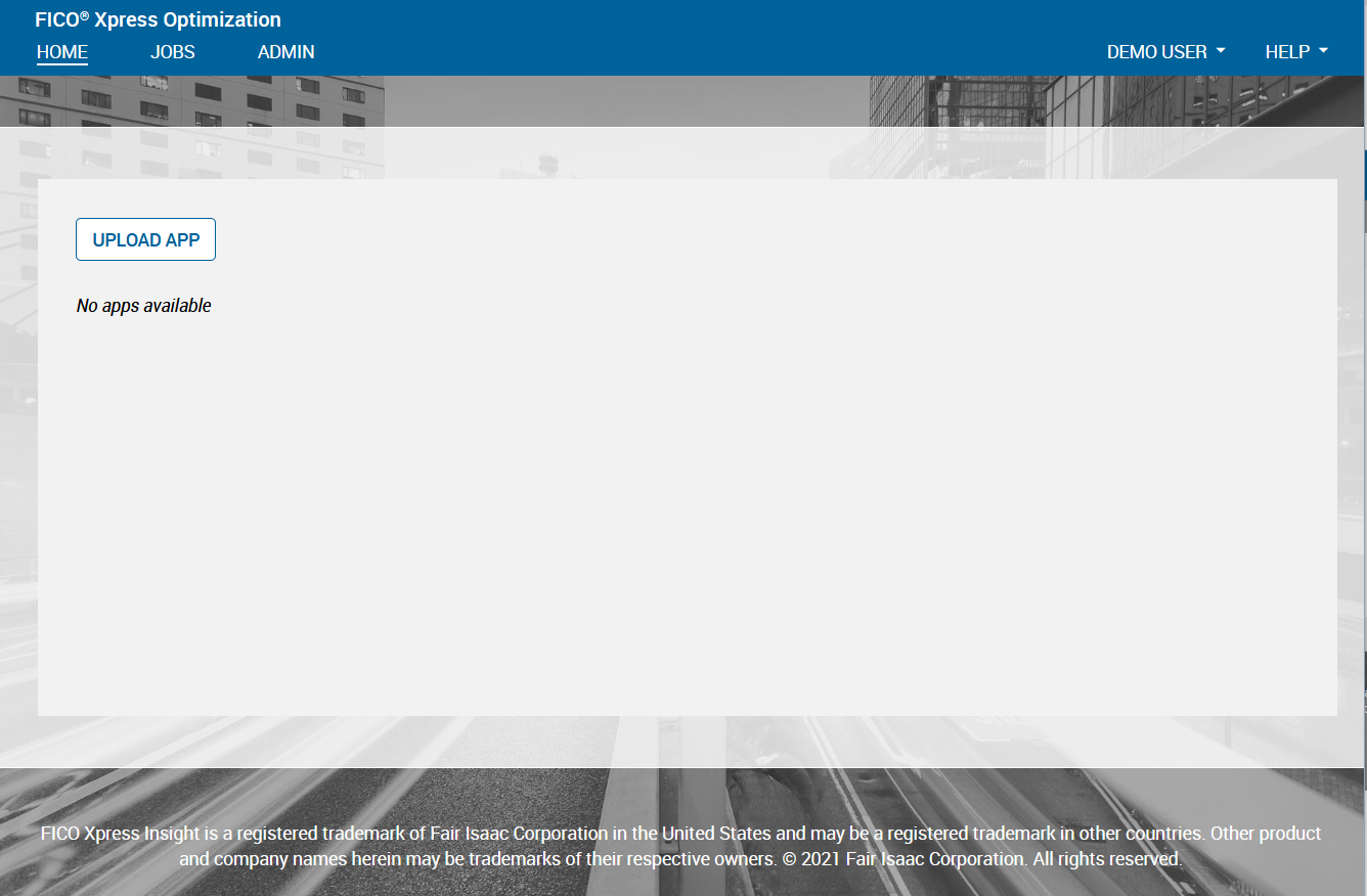 Xpress Insight web client entry page Chap9/xi455entry.png