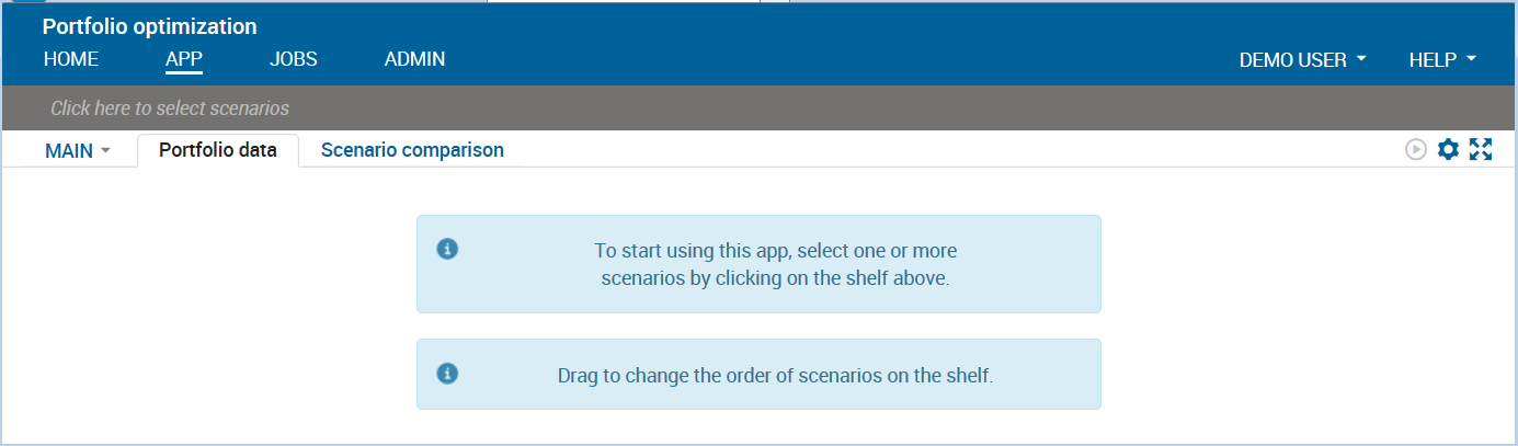 Xpress Insight Web Client after app loading Eval/xi451proj.png