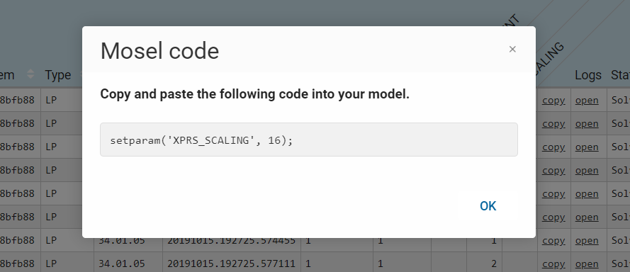 Applying tuner results to a Mosel model Eval/wbtunepar.png