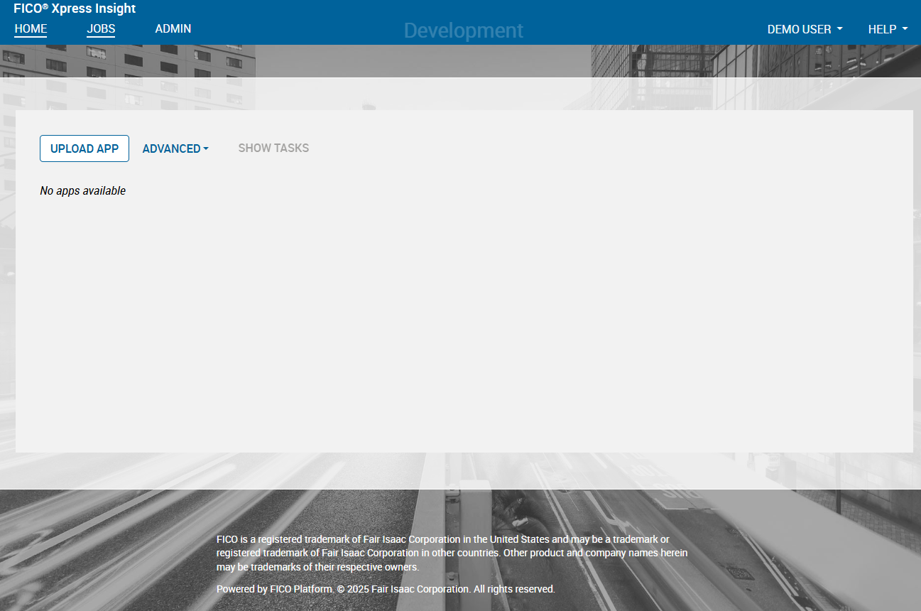 Xpress Insight web client entry page Chap914/xi5entry.png