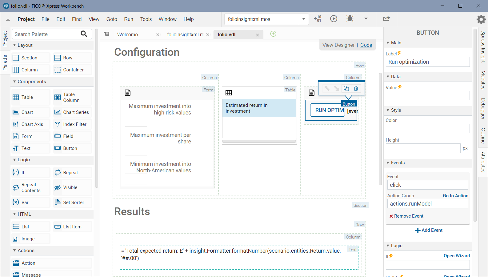 VDL view designer: editing view elements Chap914/wbvdl10.png