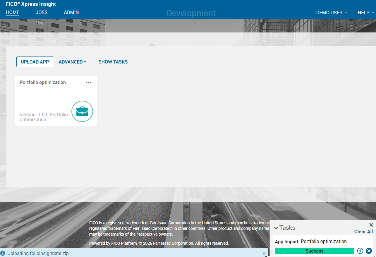 Xpress Insight web client after loading the Portfolio app Chap914/xi5entry2.png