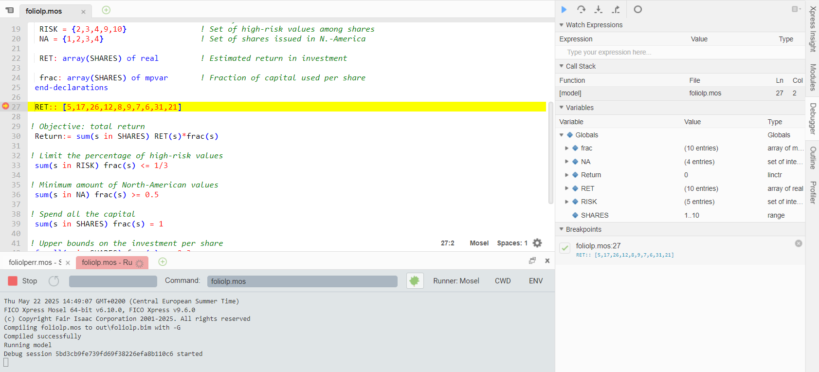 Debug run with breakpoint Chapi123/wbbreakpnt.png