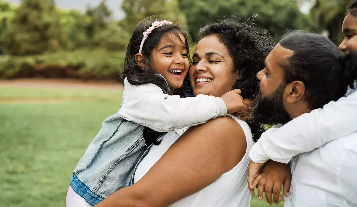 person holding child