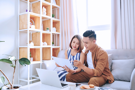 Young couple planning