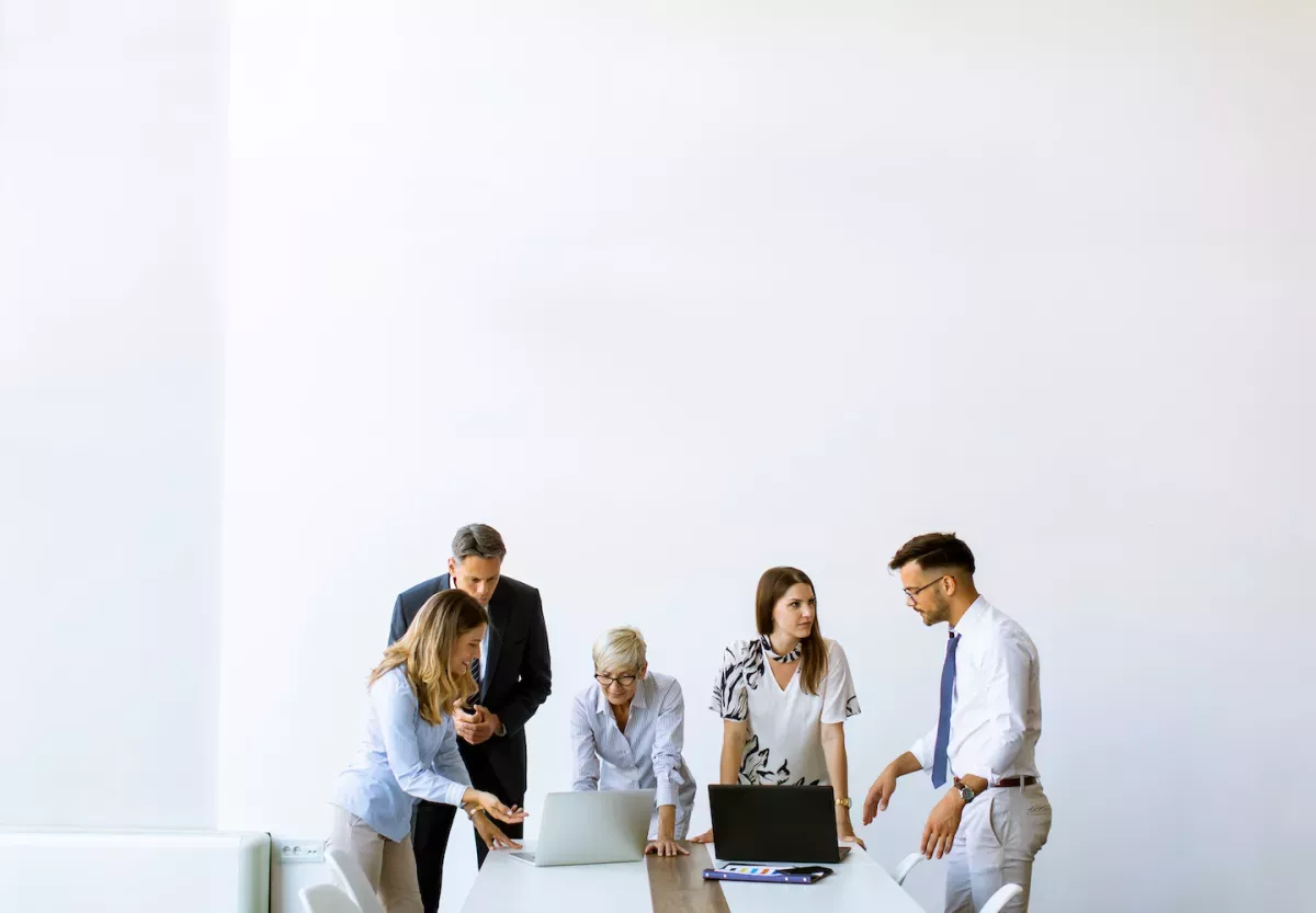 Team working together in an office