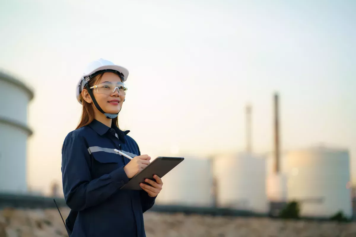 AdobeStock_487992510.jpeg Woman working at an oil refinery