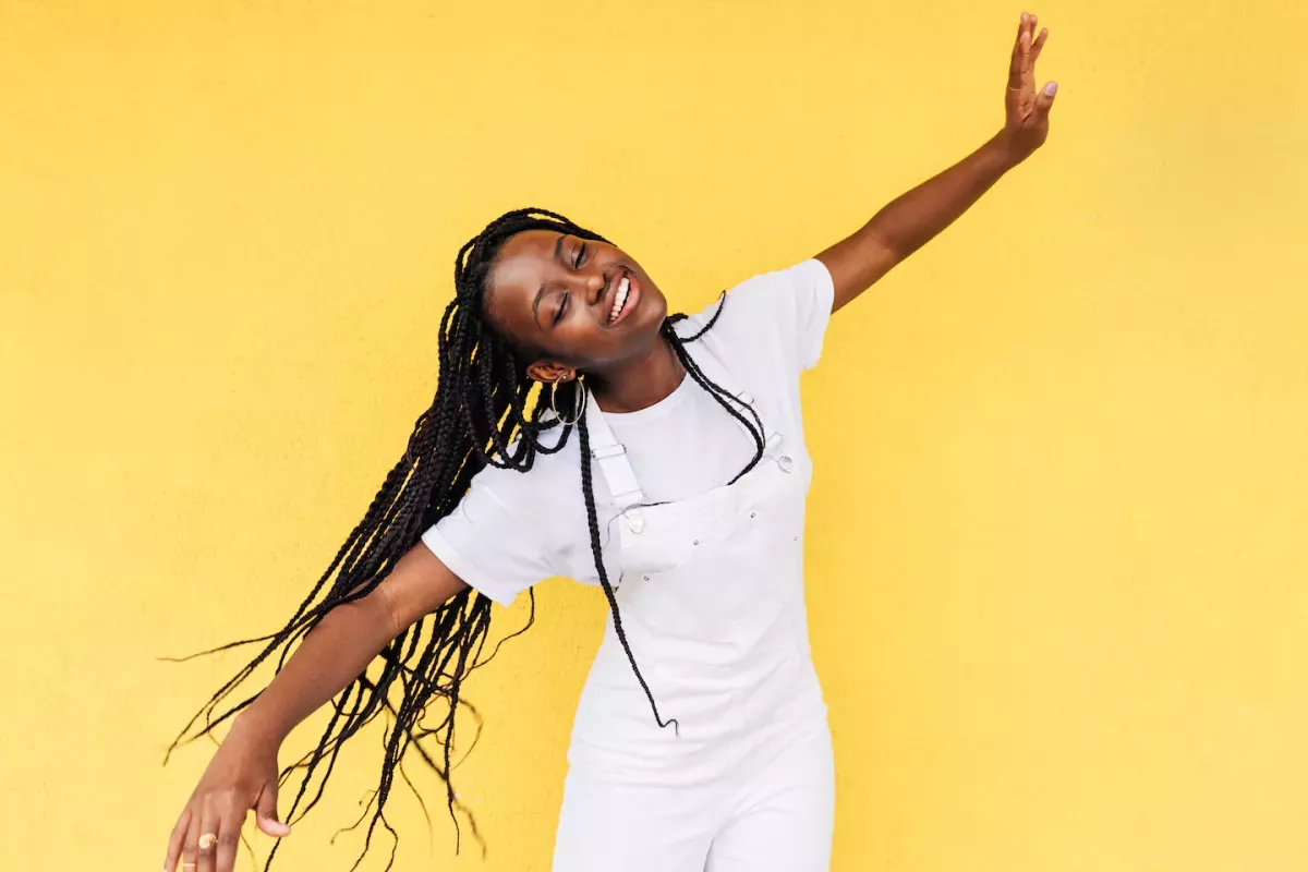 Woman with her arms open