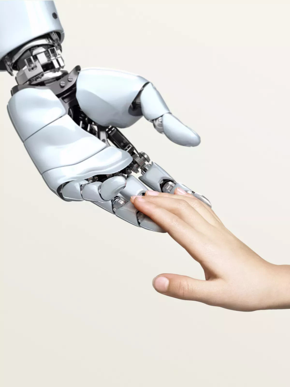 GettyImages-654639565_FICO Responsible AI Artificial intelligence robot hand reaching out to human hand in caring way