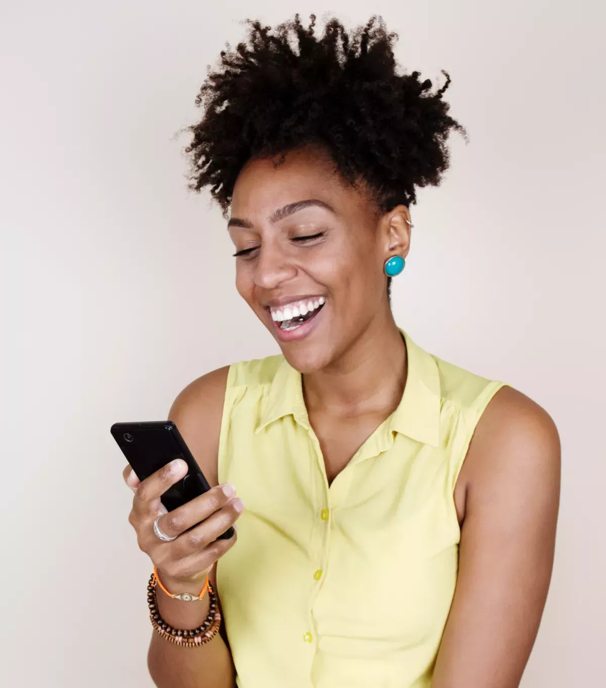 Testing.png Woman using a phone