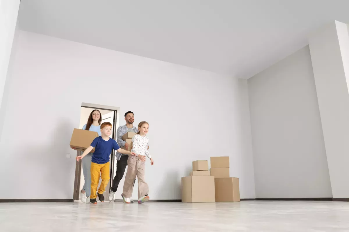 Family moving into a new home