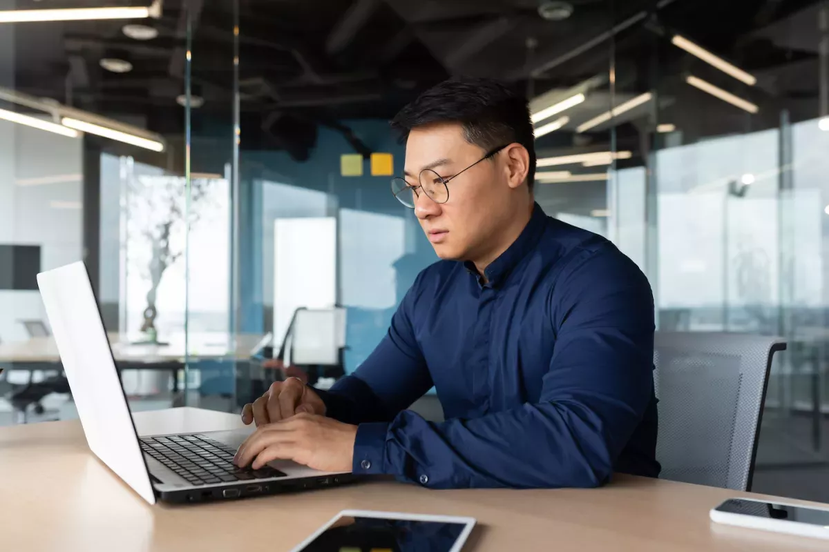 Man working at a laptop