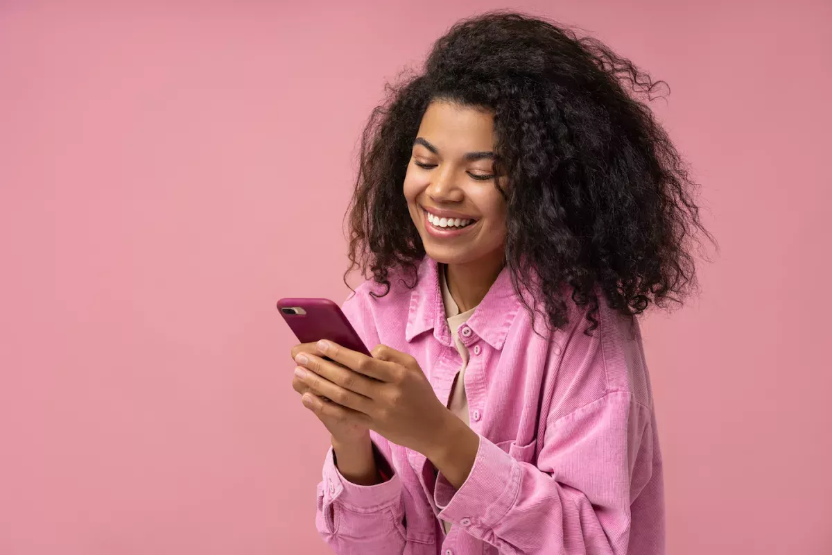 Woman banking on her phone