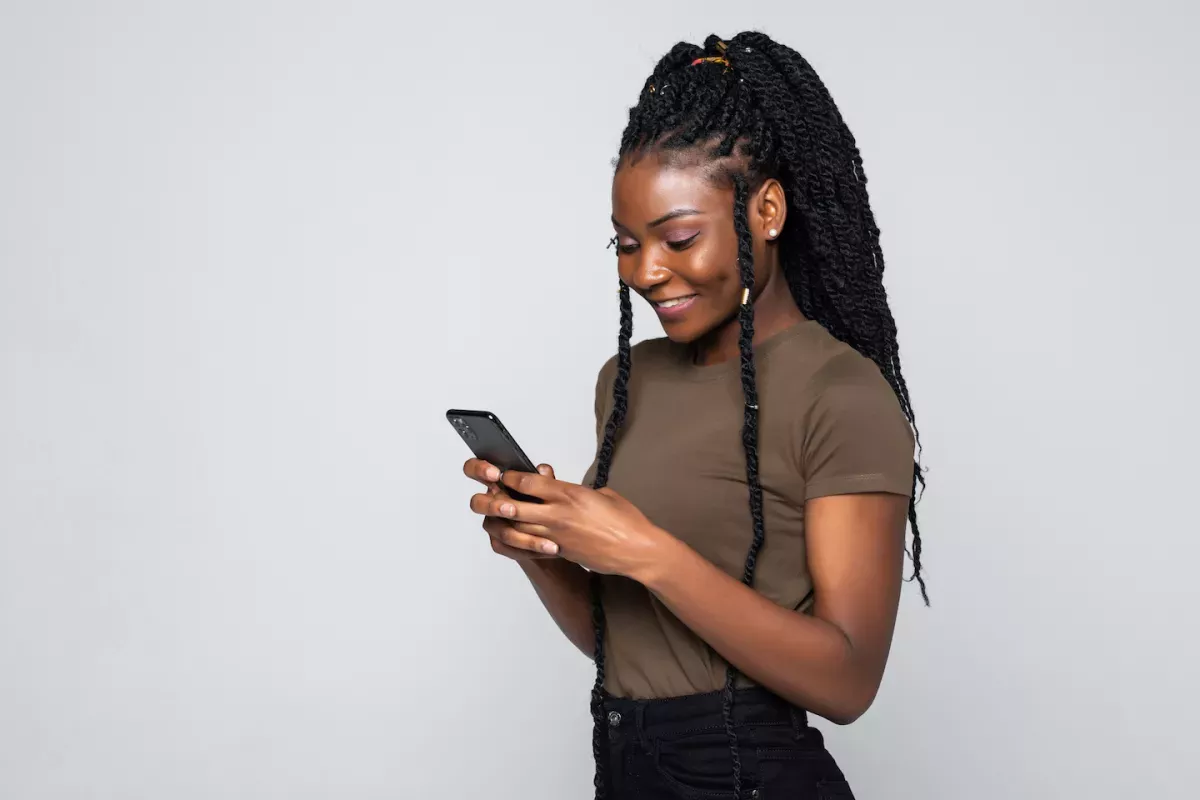 woman looking at phone