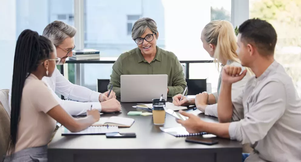 Colleagues in a meeting working together