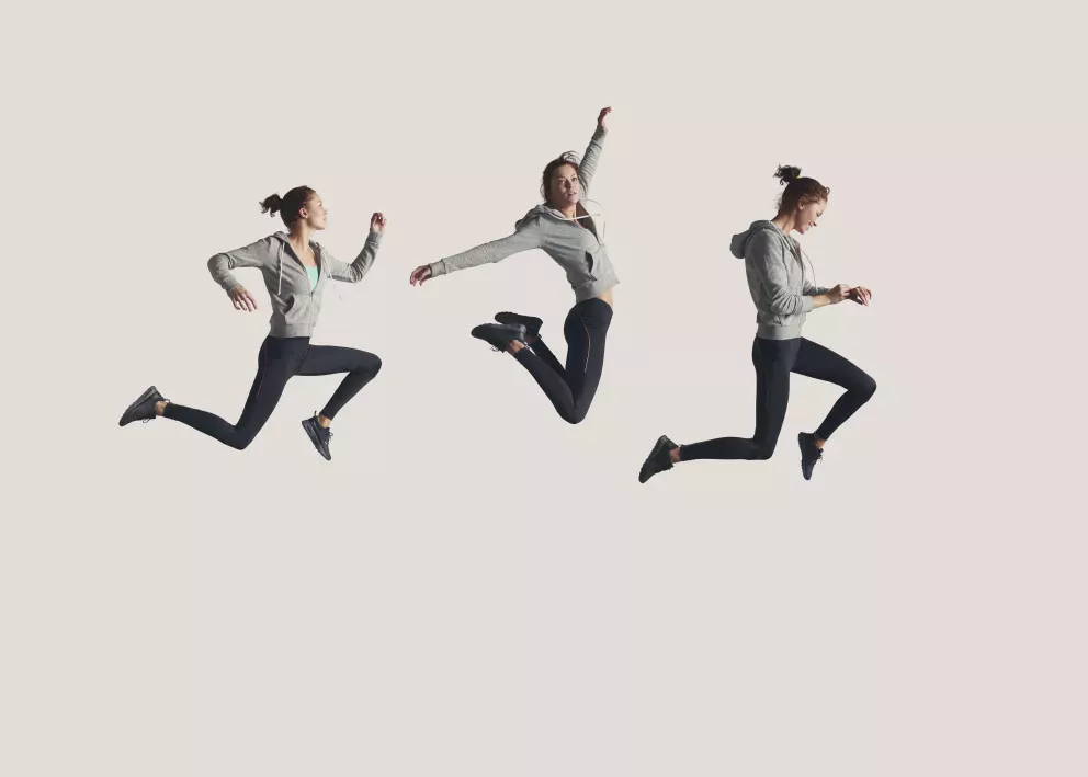 time lapse photo of woman leaping 