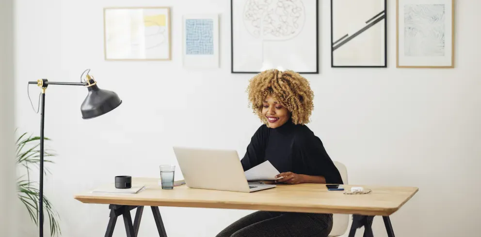 Woman working from home