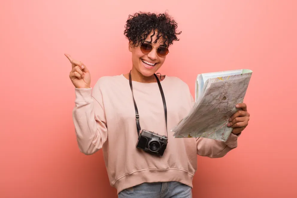 woman holding travel map