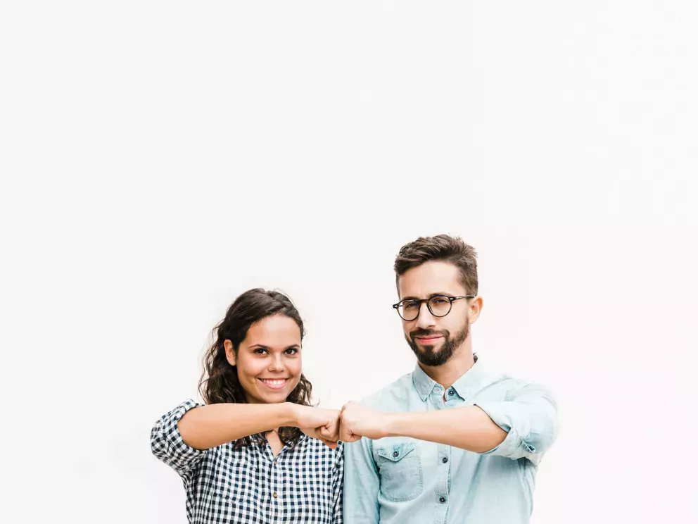 Man and woman collaborating