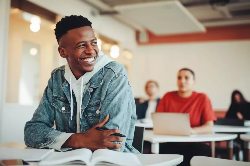 Black college student smiling Black college student smiling