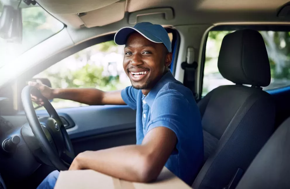 delivery driver smiling delivery driver smiling
