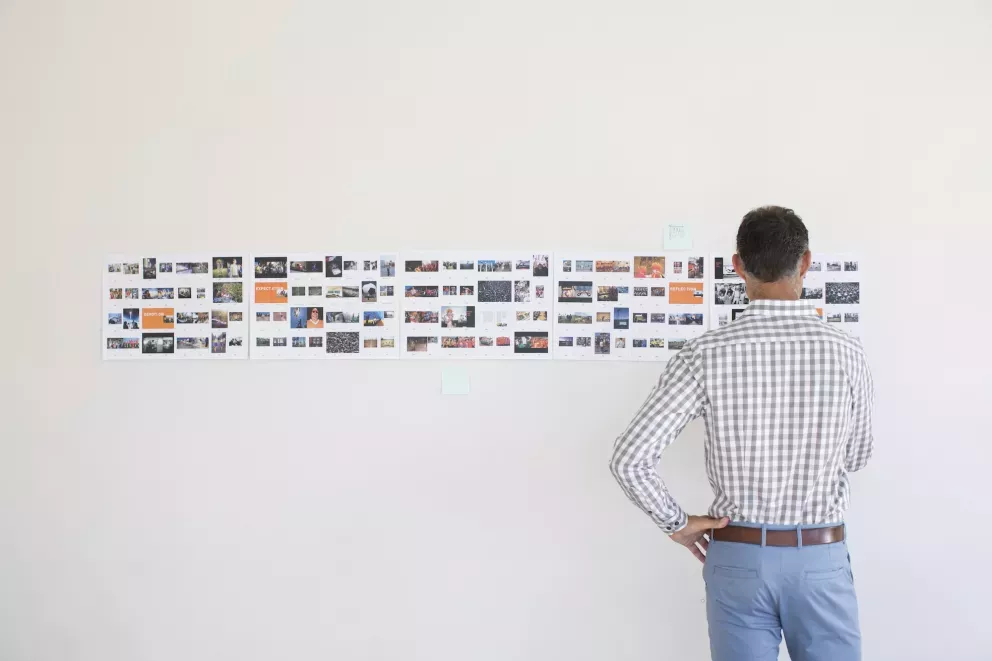 Man with photos Man with photos