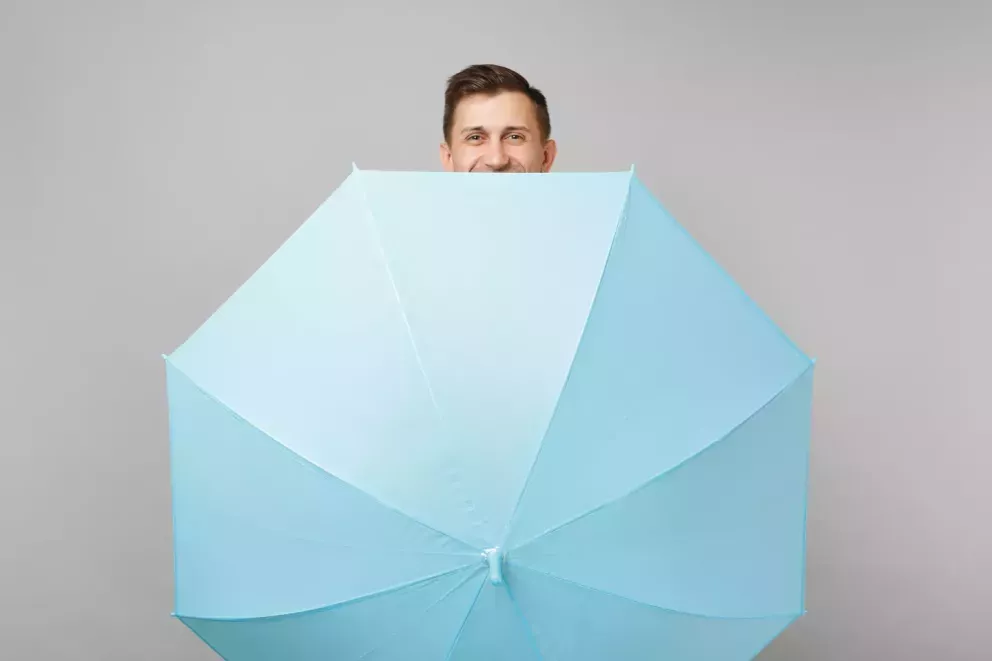 Man with umbrella