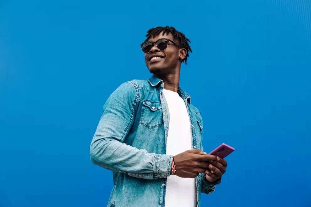 man holding phone
