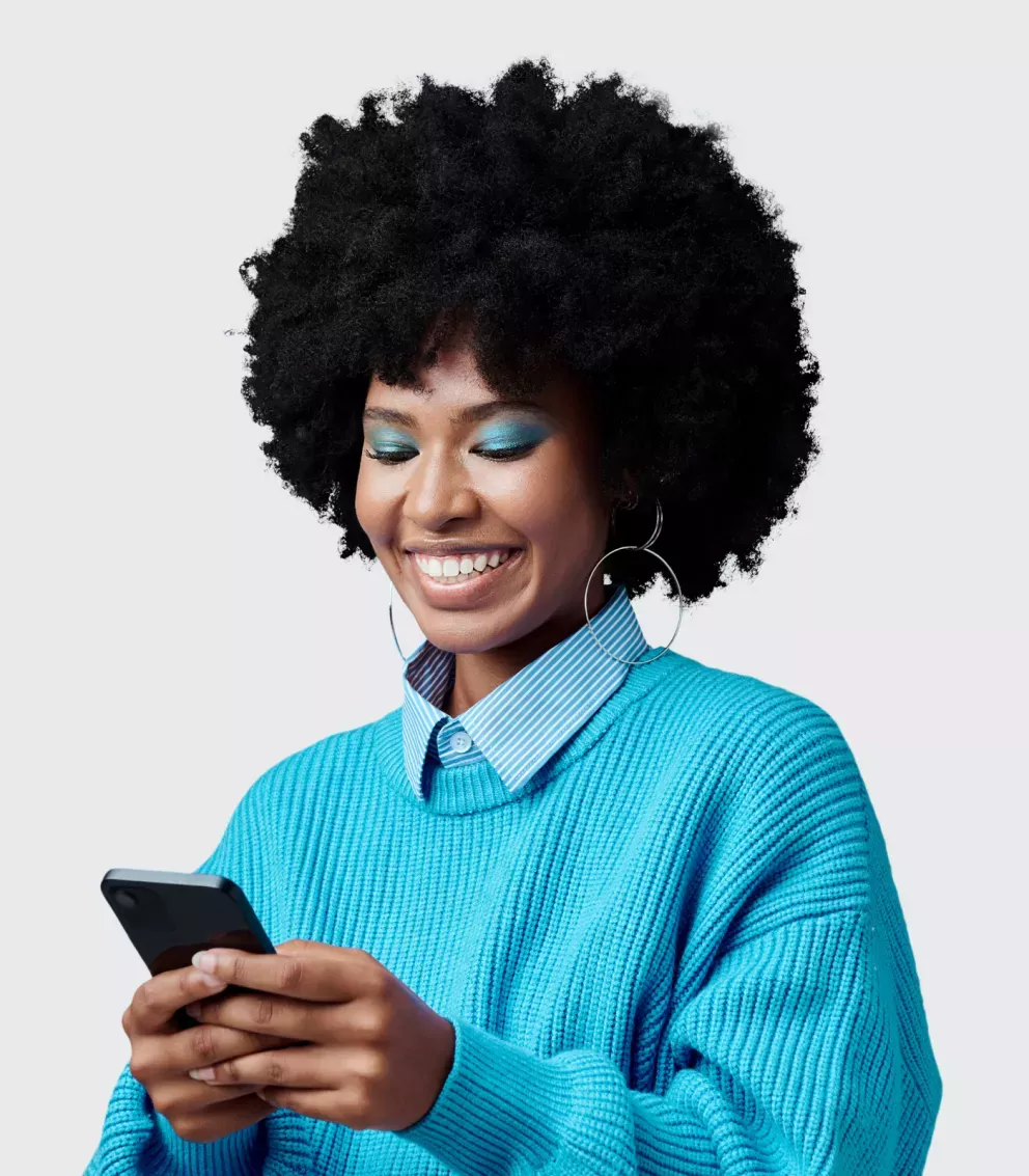 woman looking at phone