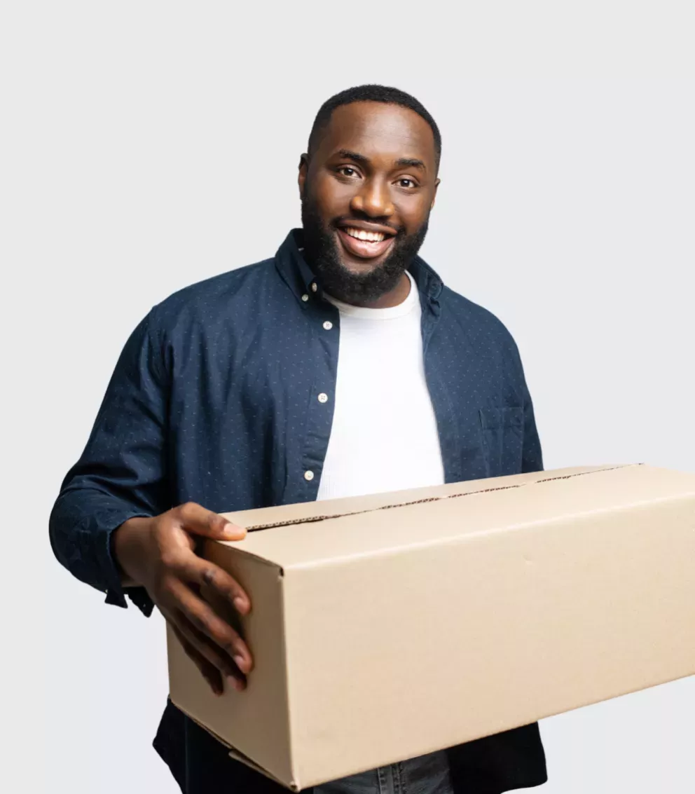 man holding moving box