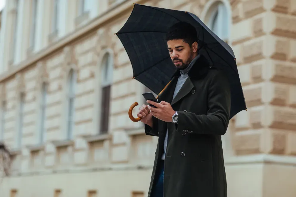 Man with umbrella