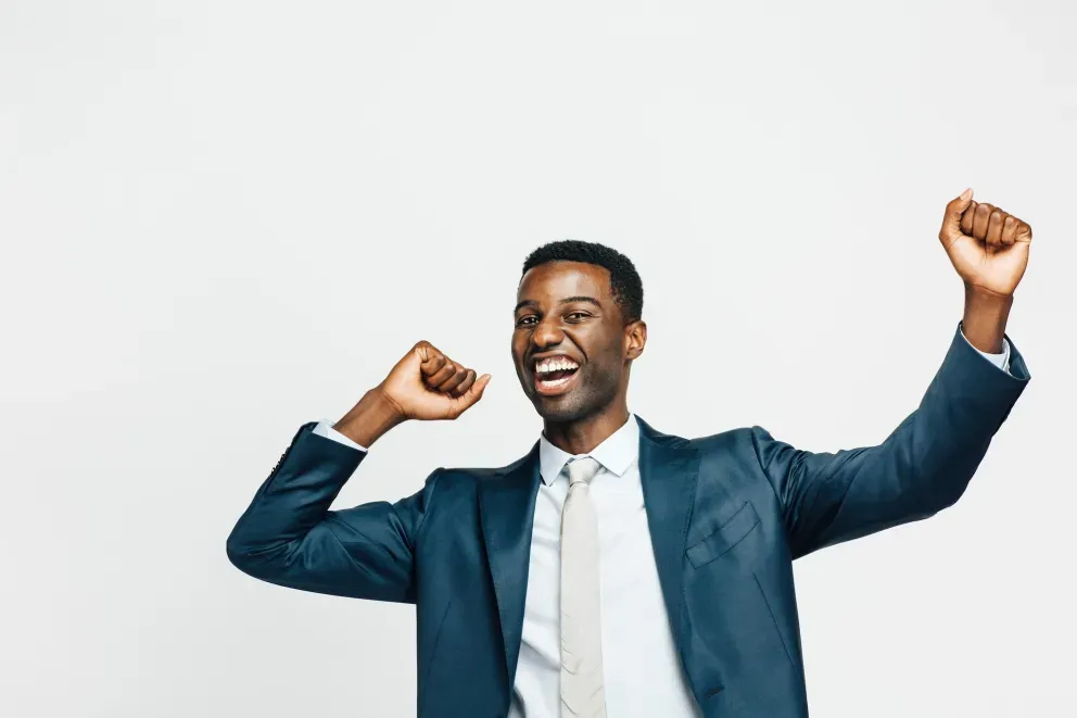 Excited business man