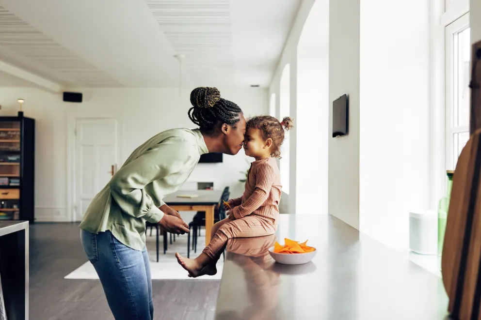 Parent and child in home