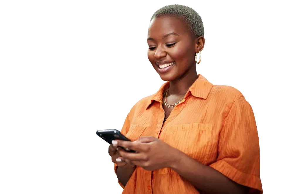 woman with phone in hands