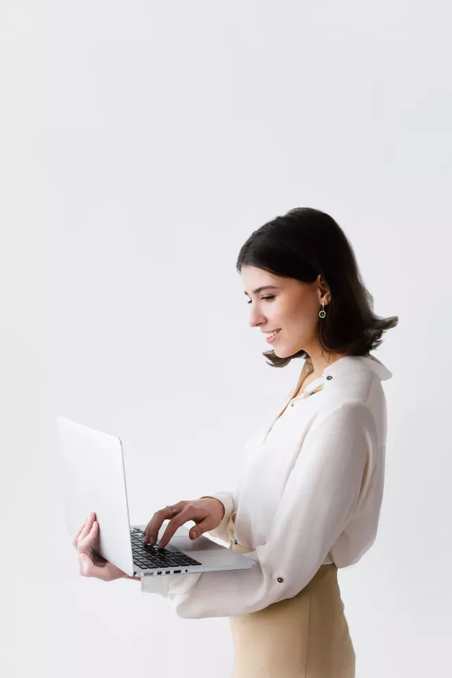 woman using laptop